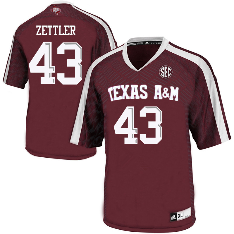 Men #43 Alex Zettler Texas A&M Aggies College Football Jerseys Sale-Maroon